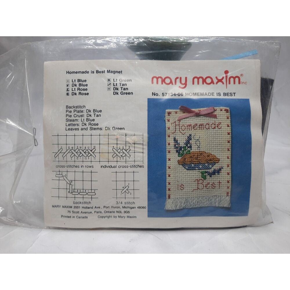 Vintage Mary Maxim Cross Stitch Magnet Kit Homemade Is Best 57134-06